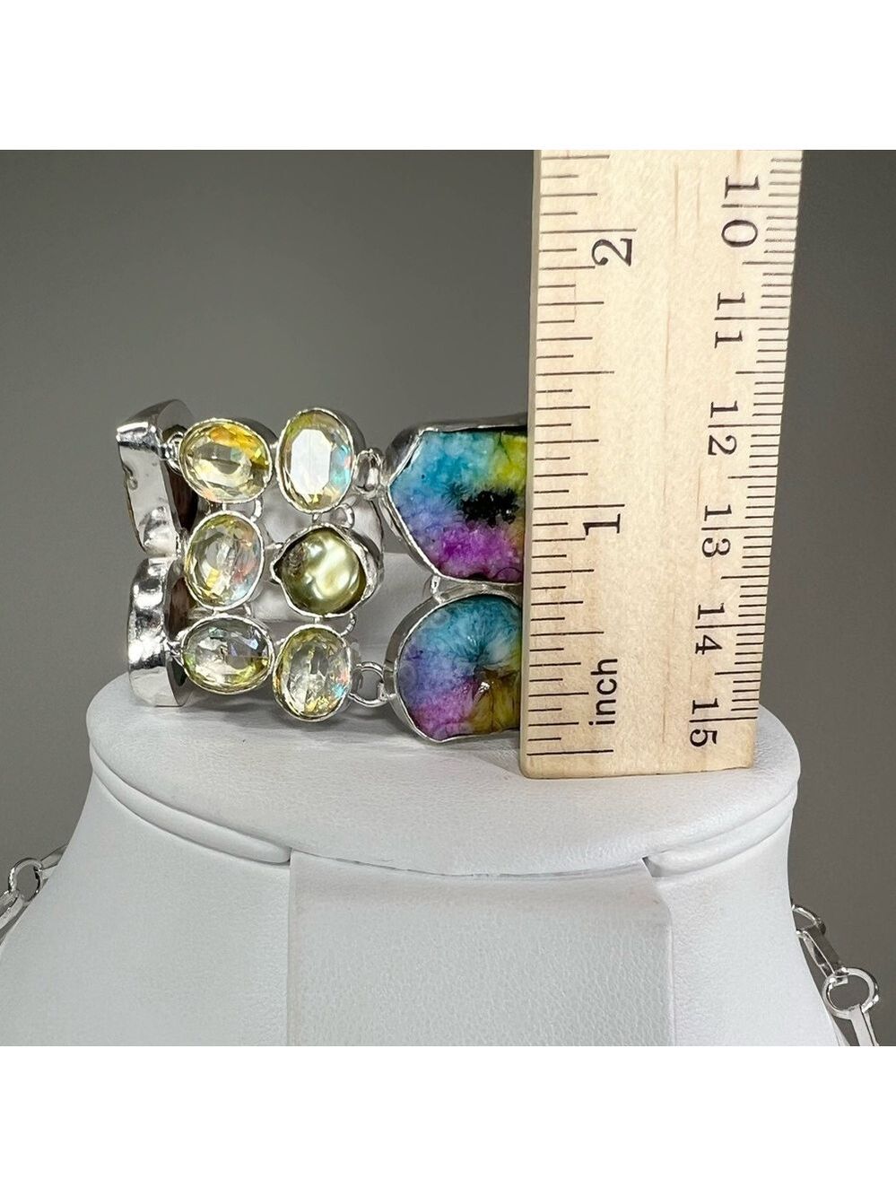 Rainbow Solar Quartz 925 Large Gemstone Necklace & Bracelet Set - Picture 5 of 8